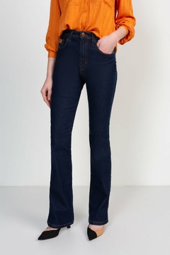 CALÇA JEANS FEMININA AZUL ESCURO FLARE - loja online
