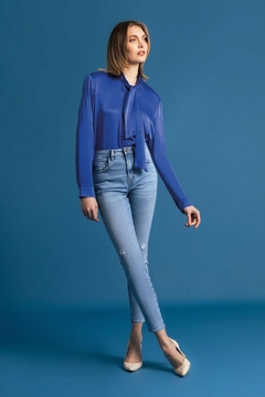 CALÇA JEANS FEMININA COM ELASTANO AZUL - Amsterdam Closet