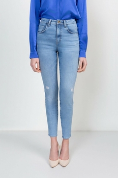 CALÇA JEANS FEMININA COM ELASTANO AZUL - comprar online