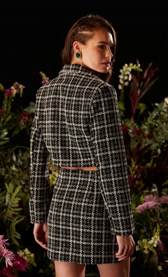 BLAZER CROPPED TWEED XADREZ DETALHES COM BRILHO na internet