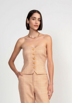 CORSET TWEED JUSTO SEM MANGAS FEMININO