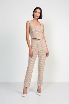 CALÇA EM ALFAIATARIA TWEED SLIM XADREZ FEMININA - comprar online