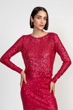 Imagem do BLUSA EM PAETÊ CROPPED SOLTA FEMININA