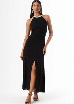 VESTIDO VISCOSE MIDI COM FENDA