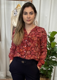 Camisa Viscose Estampada Feminina Casual
