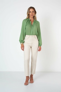 CALÇA JEANS AGATA STRAIGHT CROPPED BEGE
