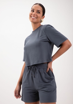 Blusa Malha Básica Cropped Feminina