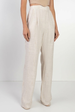 CALÇA EM LINHO ALFAIATARIA RETA COM BRILHO - Amsterdam Closet