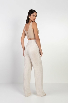 CALÇA EM LINHO ALFAIATARIA RETA COM BRILHO - comprar online