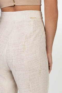 CALÇA EM LINHO ALFAIATARIA RETA COM BRILHO - comprar online