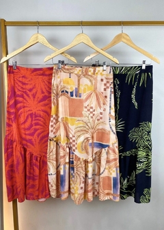 SAIA EM VISCOSE MIDI ESTAMPADA