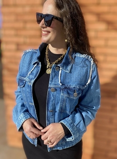 Imagem do JAQUETA JEANS MANGA LONGA COM STRASS
