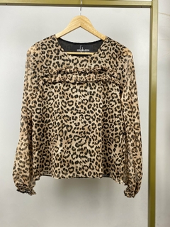 BLUSA EM VOAL SOLTA ANIMAL PRINT ONÇA FEMININA - loja online
