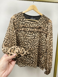 BLUSA EM VOAL SOLTA ANIMAL PRINT ONÇA FEMININA - Amsterdam Closet