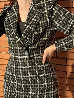 BLAZER CROPPED TWEED XADREZ DETALHES COM BRILHO na internet