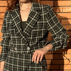 BLAZER CROPPED TWEED XADREZ DETALHES COM BRILHO