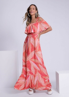 VESTIDO EM VISCOSE LONGO COM BABADOS - Amsterdam Closet