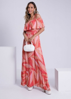 VESTIDO EM VISCOSE LONGO COM BABADOS - loja online