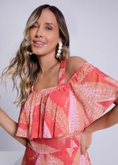 VESTIDO EM VISCOSE LONGO COM BABADOS - comprar online