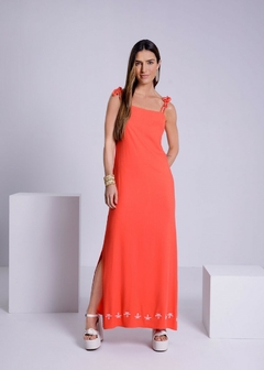 VESTIDO EM VICOSE LONGO COM BORDADADO na internet