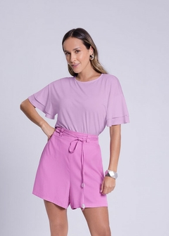BLUSA MALHA VISCOSE COM MANGAS COM BABADOS
