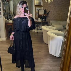 VESTIDO BRILHOSO DE VERÃO TAMANHO MIDI
