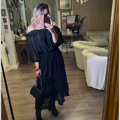VESTIDO BRILHOSO DE VERÃO TAMANHO MIDI