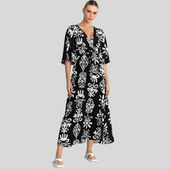 VESTIDO DE VERÃO TAMANHO MIDI COM ESTAMPA FLORAL