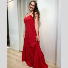VESTIDO VERMELHO LONGO DE VERÃO COM ALÇAS AMARRÁVEIS - Amsterdam Closet