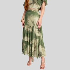 CONJUNTO DE VERÃO COM SAIA E CROPPED ESTAMPADO - loja online