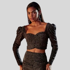 TOP ESTILO CROPPED BRILHOSO DE FESTA - Amsterdam Closet