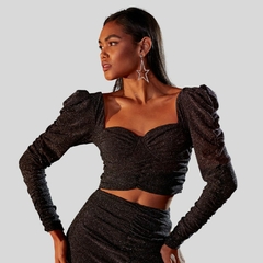 TOP ESTILO CROPPED BRILHOSO DE FESTA - loja online