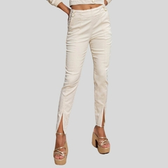 CALÇA TURMALINA CIGARRETE SARJA COM ABERTURA FRONTAL - Amsterdam Closet