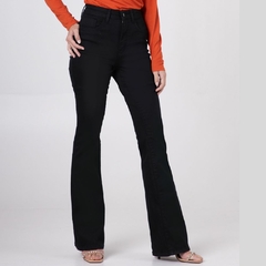CALÇA JEANS FLARE FEMININA CHAPA BARRIGA PRETA - loja online