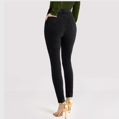 CALÇA JEANS FEMININA SKINNY CHAPA BARRIGA PRETA - Amsterdam Closet