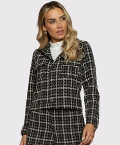 JAQUETA CROPPED TWEED XADREZ DETALHES COM BRILHO - comprar online