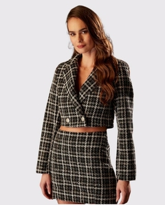 BLAZER CROPPED TWEED XADREZ DETALHES COM BRILHO