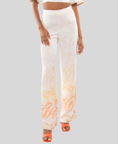 CALÇA EM LINHO PANTALONA COM ESTAMPA