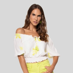 BLUSA FEMININA CROPPED SOLTA MANGA BUFANTE