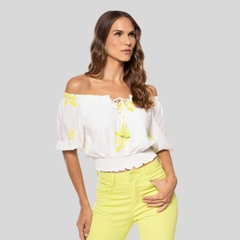 BLUSA FEMININA CROPPED SOLTA MANGA BUFANTE - Amsterdam Closet