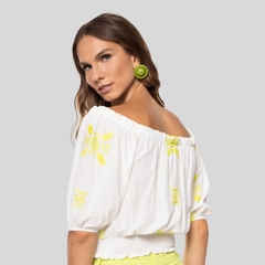 BLUSA FEMININA CROPPED SOLTA MANGA BUFANTE - loja online