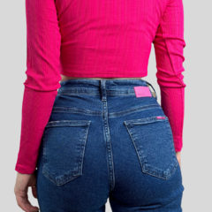 CALÇA JEANS MOM FEMININA AZUL - Amsterdam Closet