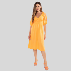 VESTIDO FEMININO SOLTO MAXI MIDI MANGA BALONÊ