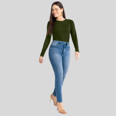 CALÇA JEANS SKINNY CHAPA BARRIGA ESTONADA AZUL CLARO