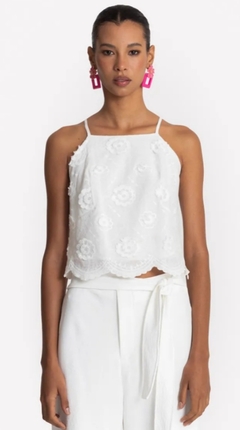 BLUSA DE ALÇAS FEMININA COM BORDADOS BRANCA - Amsterdam Closet