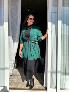 CARDIGAN EM MALHA COM MANGAS BUFANTES ALONGADO - loja online