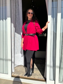 CARDIGAN EM MALHA COM MANGAS BUFANTES ALONGADO - comprar online