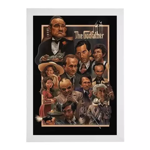 Quadro Poderoso Chefão Art Imagem Personagens Com Moldura