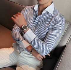 Luxury fabric shirt with striped collar on internet