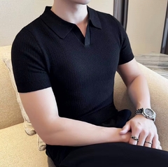 High-quality black knitted polo - buy online